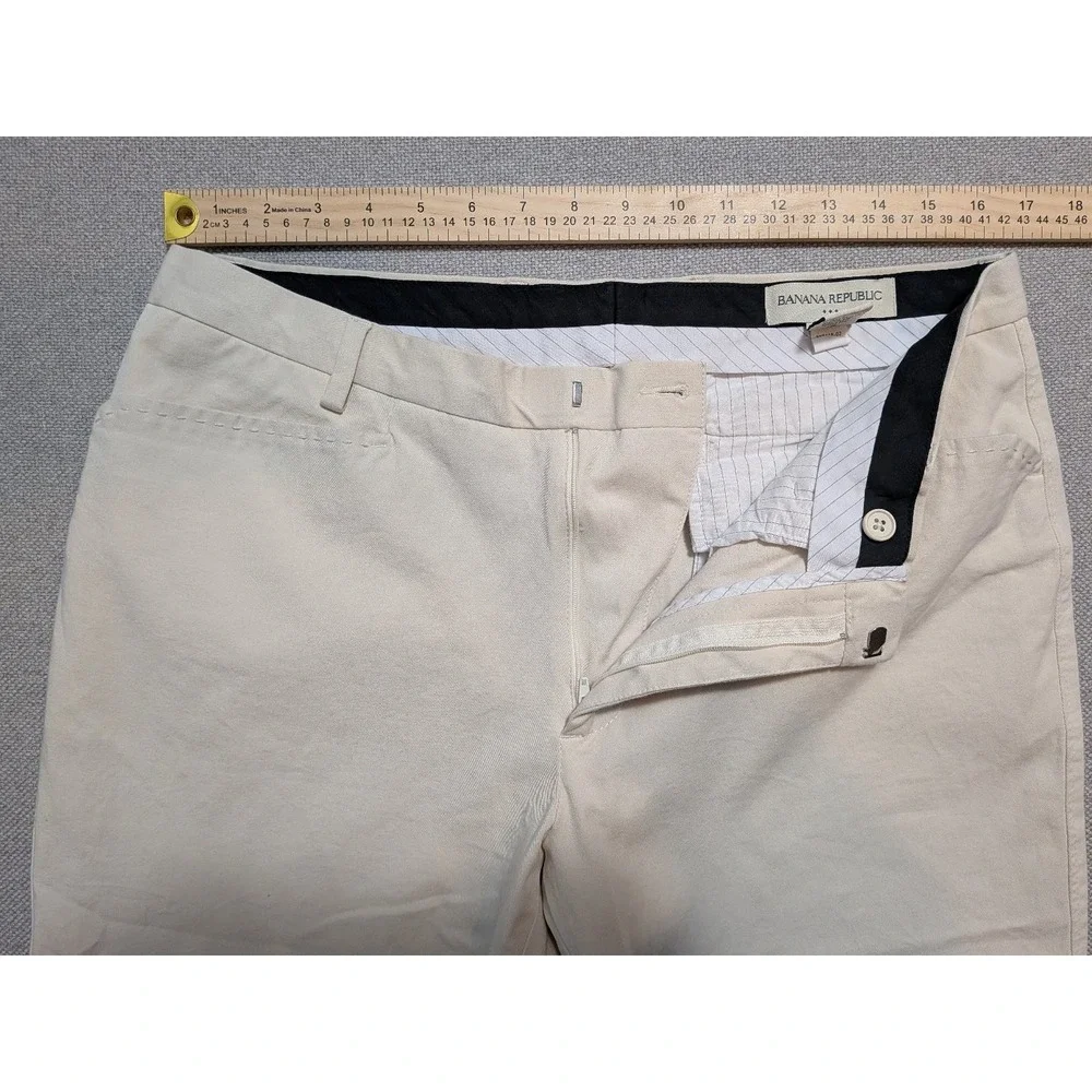 Banana Republic Dress Pants Mens 34x32 Khaki Flat Front Cotton Stretch Chino